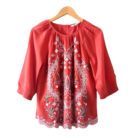 Soft Surroundings Embroidered Peasant Top - Picture 2 of 7